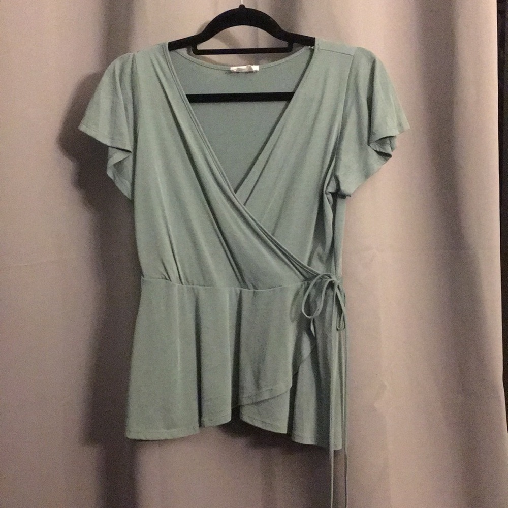 Mint Wrap Peplum Top